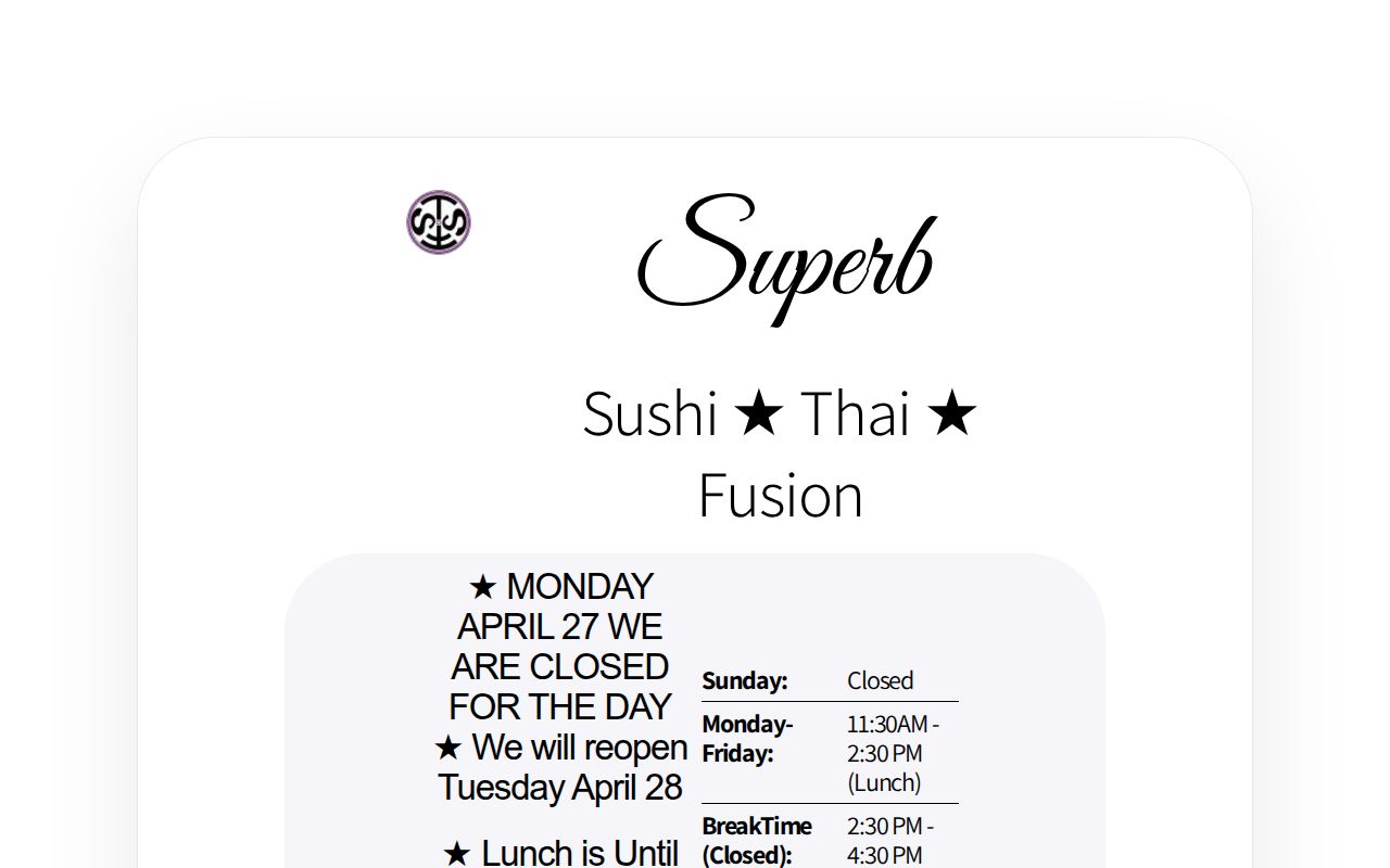 Superb Sushi Thai Fusion gallery